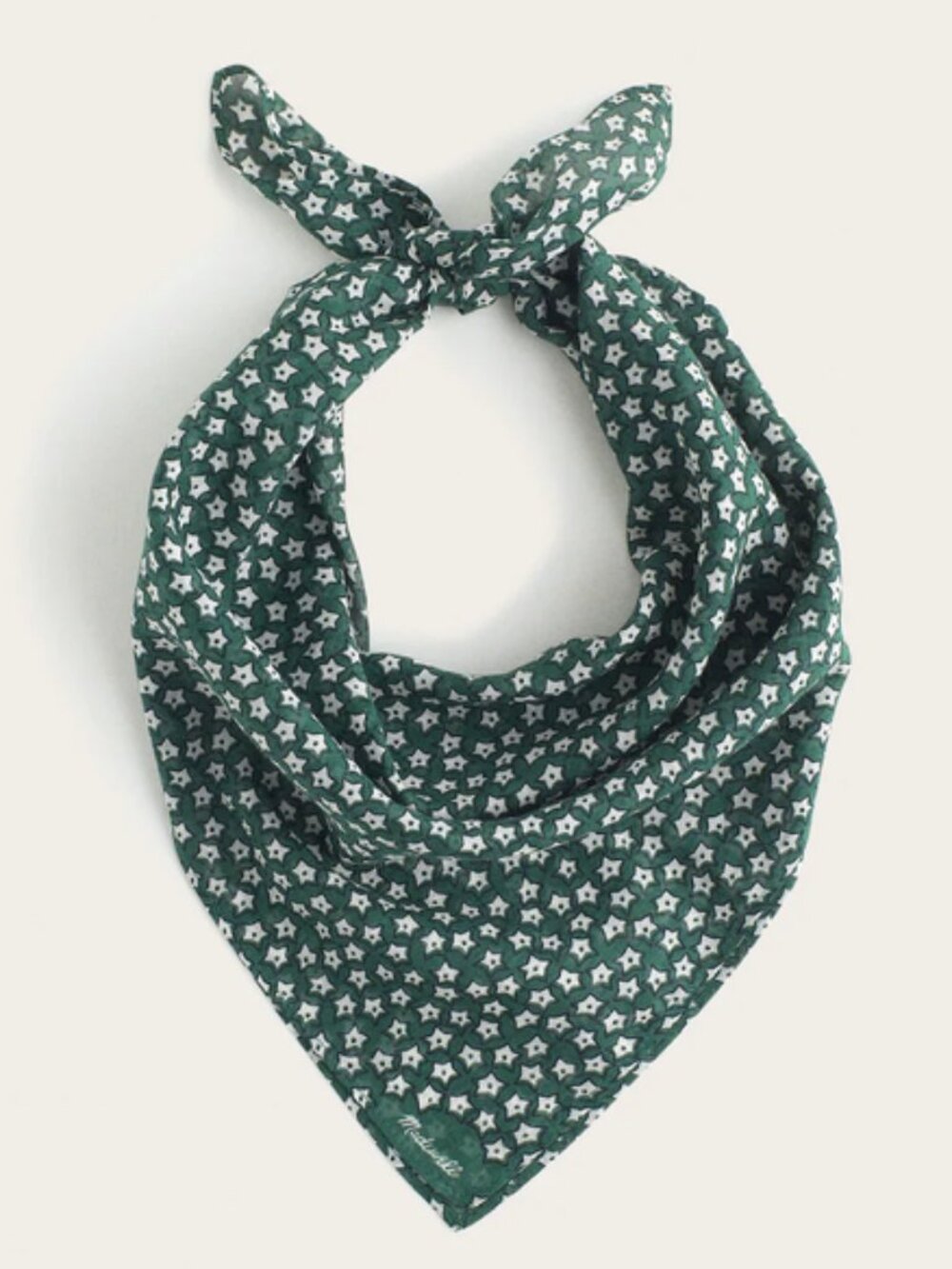 New Madewell Organic Cotton Bandana Star Dot Dark Kelly